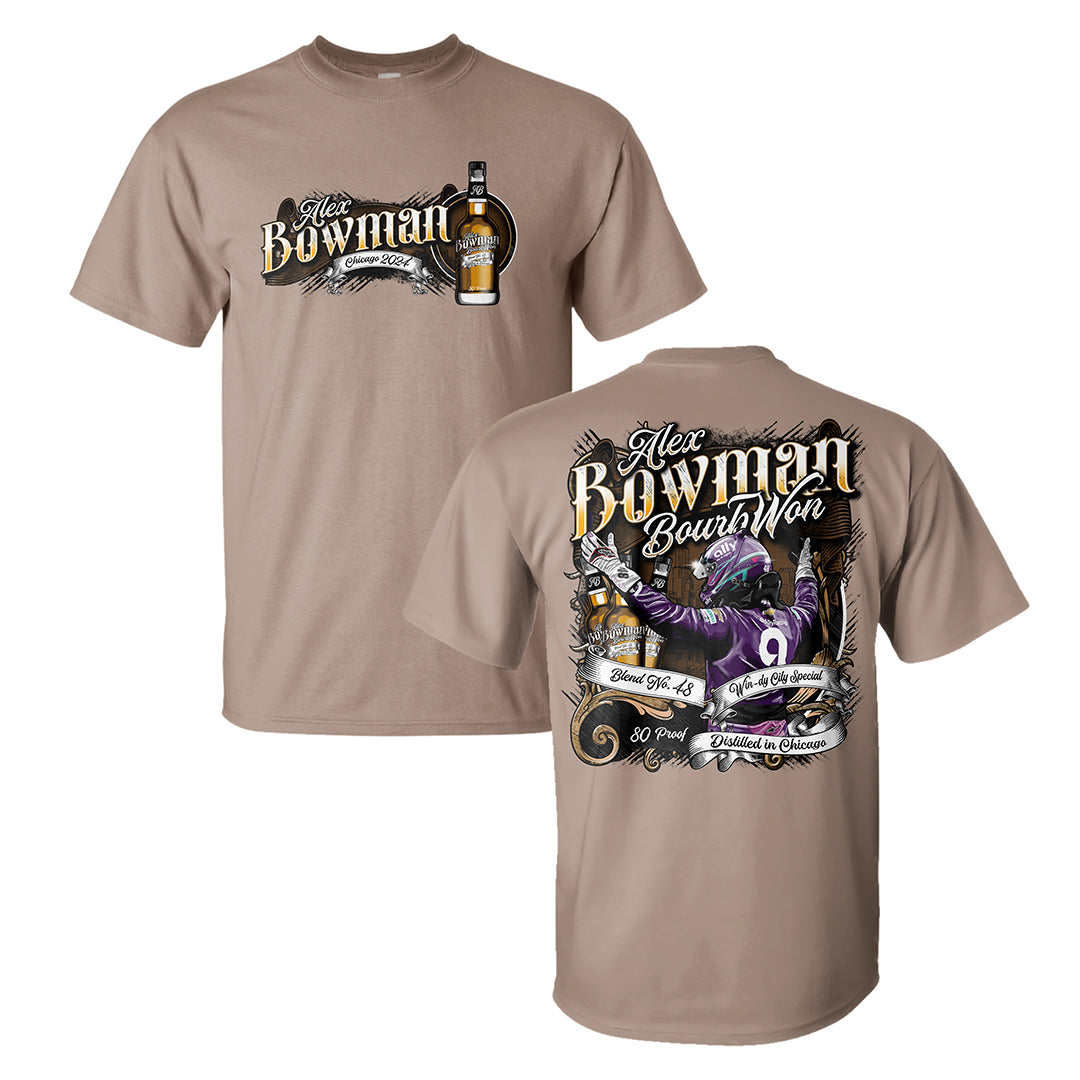 Exclusive Design! Alex Bowman Chicago Win T-Shirt - Brown Savana