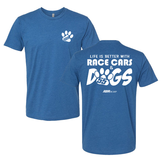 Race Cars & Dogs T-Shirt - Heather Cool Blue